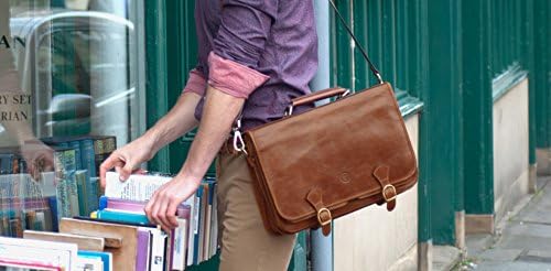 Maxwell Scott Klassische Italienische Herren Leder Aktentasche Jesolo2 in Schwarz, Schwarz