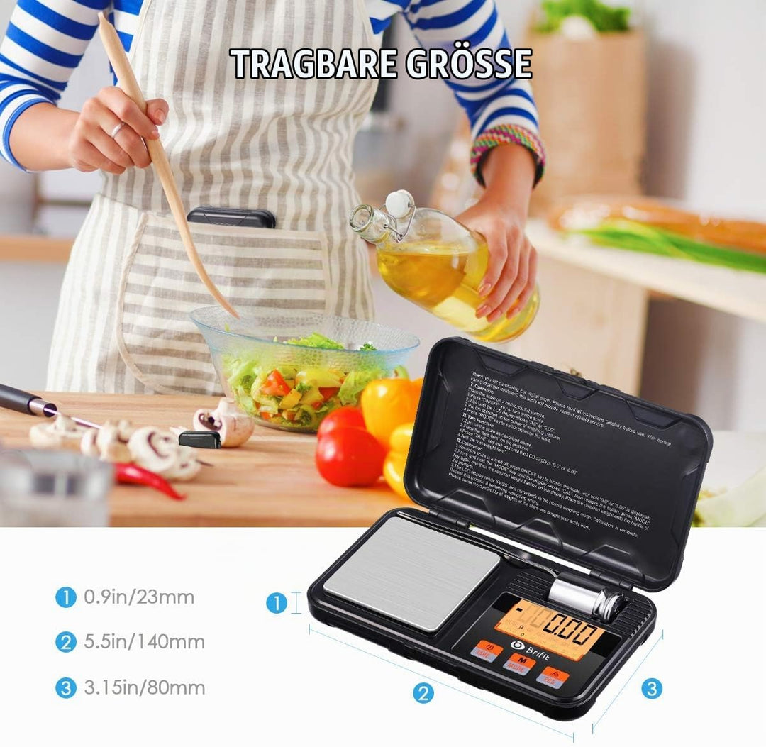 Brifit Feinwaage 0.01g, 200g /0,01g Digitalwaage, Taschenwaage, Goldwaage, Präzisionswaagen mit Tara