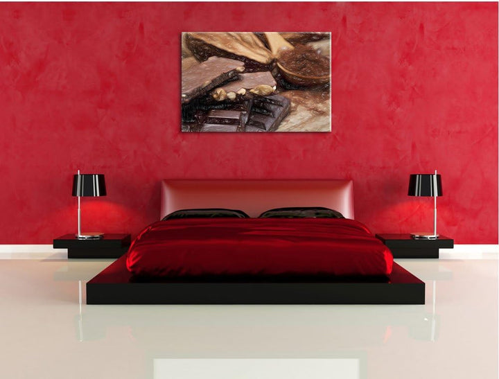 Pixxprint Leckere Schokolade als Leinwandbild/Grösse: 100x70 cm/Wandbild/Kunstdruck/fertig bespannt,