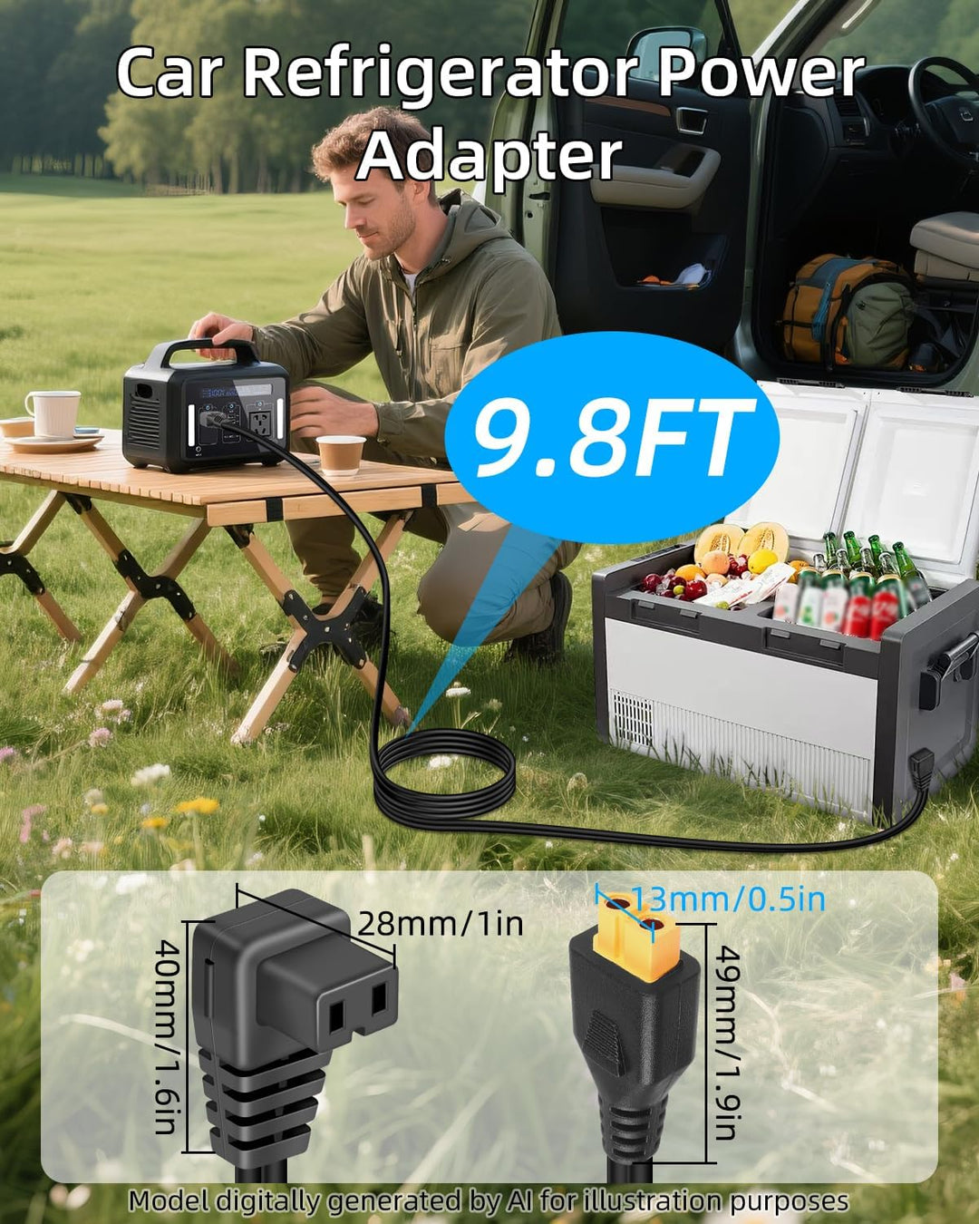 GELRHONR XT60 auf 12V DC Auto Kühlbox Kabel14AWG, Robustes 12-Volt-Car Kühlschrank Netzteilkabel Por