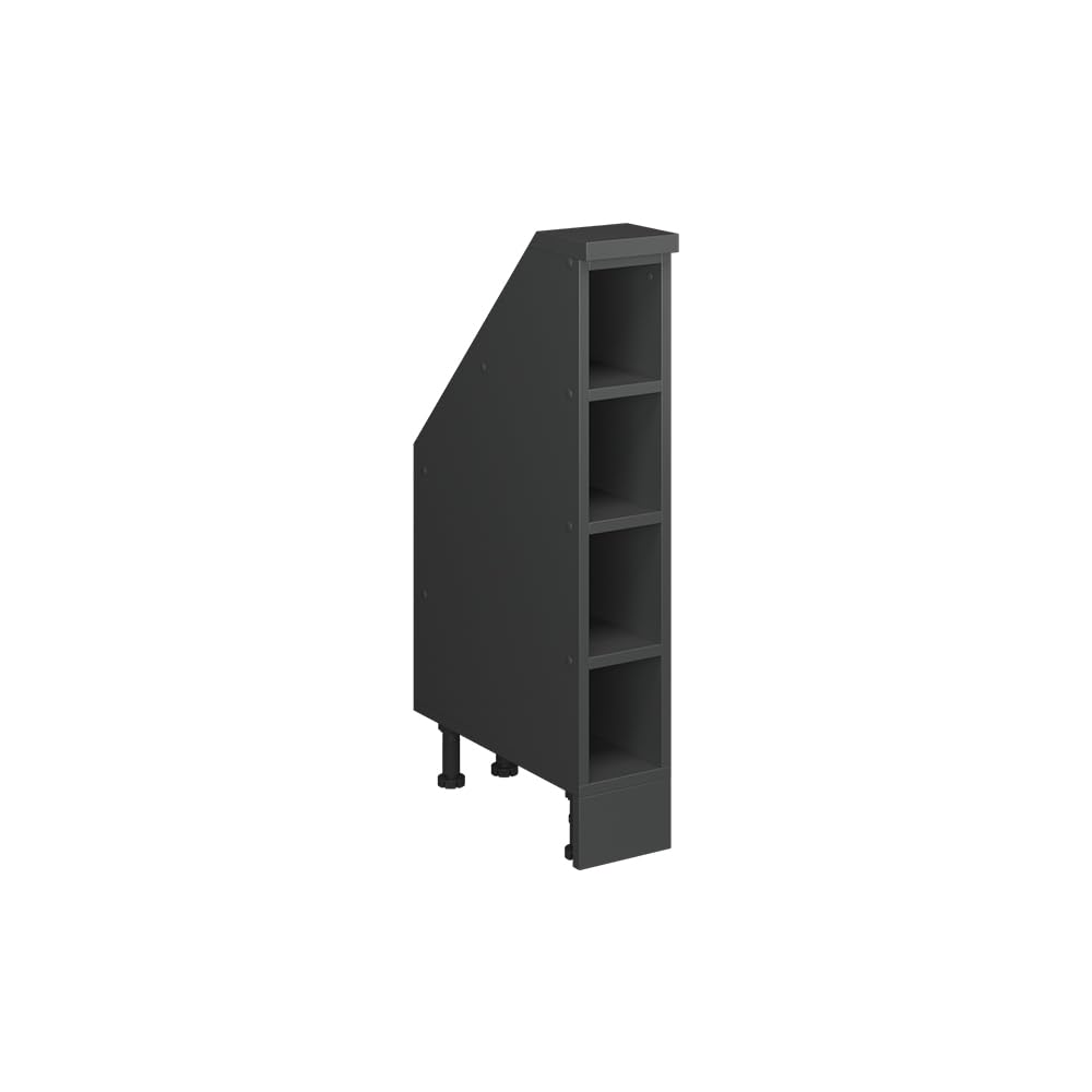 Vicco Küchenschrank für Dachschrägen R-Line, Anthrazit, 15 cm | mit 4 Fächern, geeignet für schräge