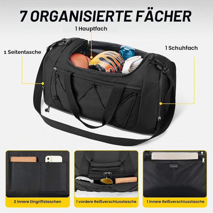 Vorspack 21 Inches Gross Sporttasche Herren Damen – 41L Gym Bag mit Schuhfach Leichte Gym Tasche für