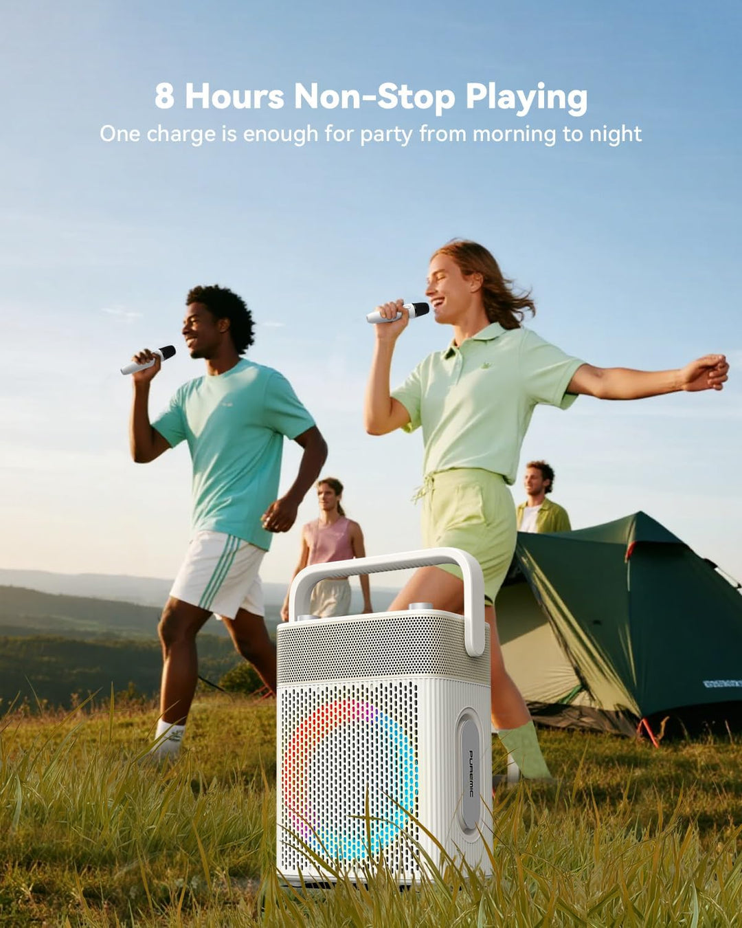 Tragbarer Bluetooth-Lautsprecher mit Licht, wasserdichte Karaoke-Maschine für Erwachsene und Kinder,