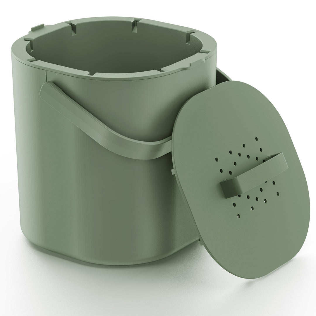 PTMS® Biomülleimer Küche 6L - Biomüll mit Aktivkohlefilter & Deckel zum Einhängen - geruchsdicht, sp