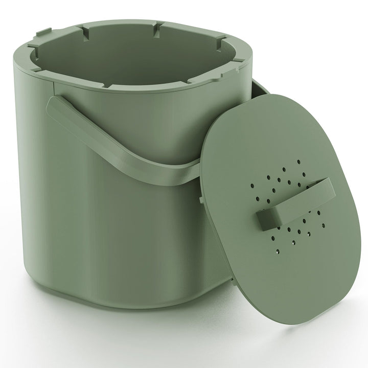 PTMS® Biomülleimer Küche 6L - Biomüll mit Aktivkohlefilter & Deckel zum Einhängen - geruchsdicht, sp
