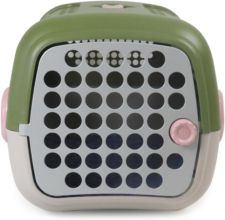 UNITED PETS A.U.T.O. Transportbox für Hunde und Katzen, robust, hergestellt in Italien, Grün/Taupe,