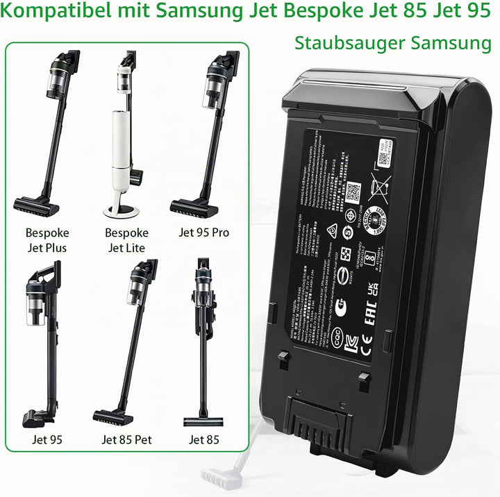 2200mAh VCA-SBTA95 Ersatzakku für Samsung Bespoke Jet 95 Jet 85 Akkustaubsauger, kompatibel mit VS20
