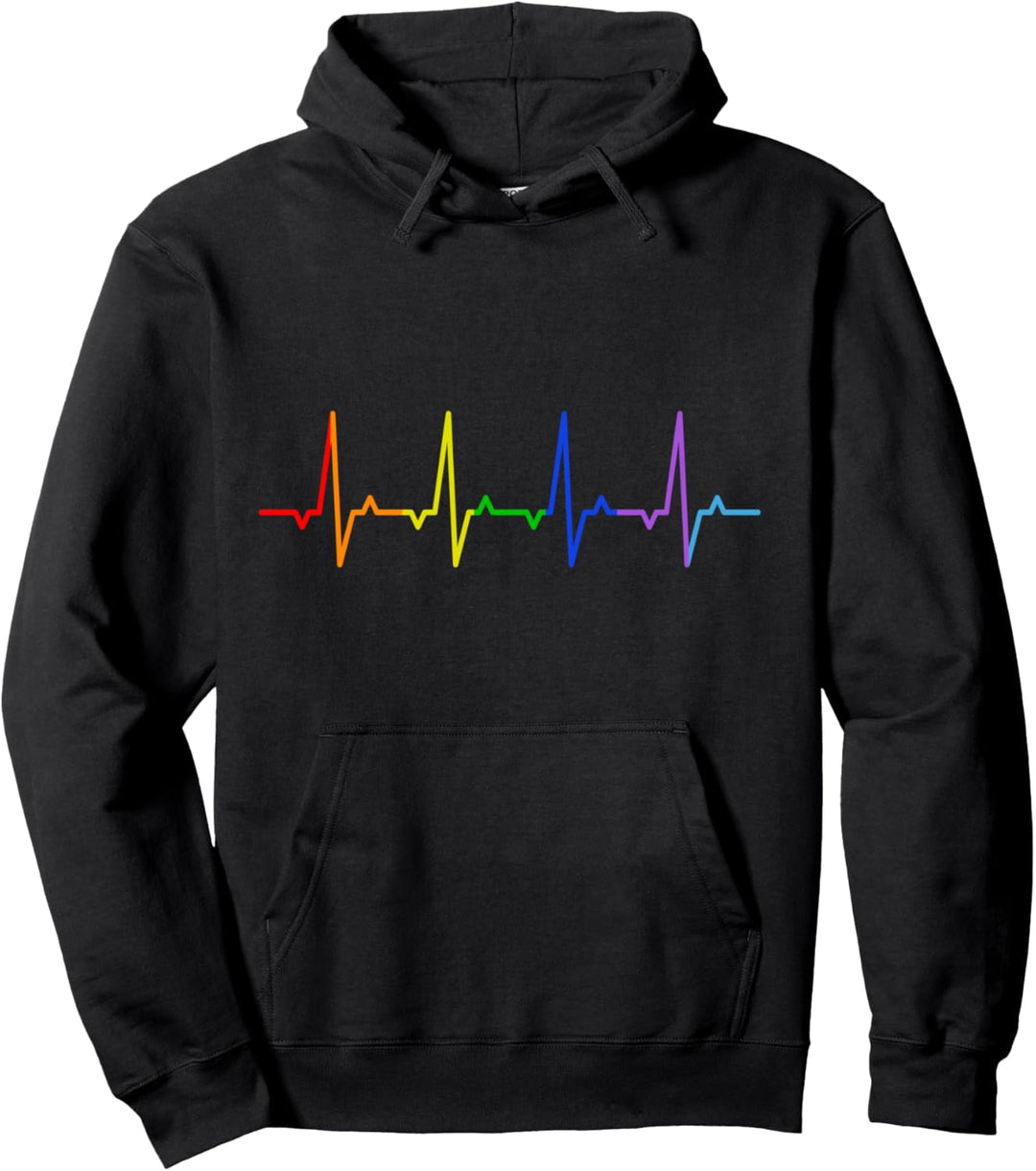 Herzschlag Regenbogen Pullover Hoodie