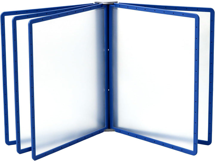 QWORK® Magnetischer Wand Sichttafelsystem mit 5 Sichttafeln A4 in Blau für Messehallen, Restaurants,
