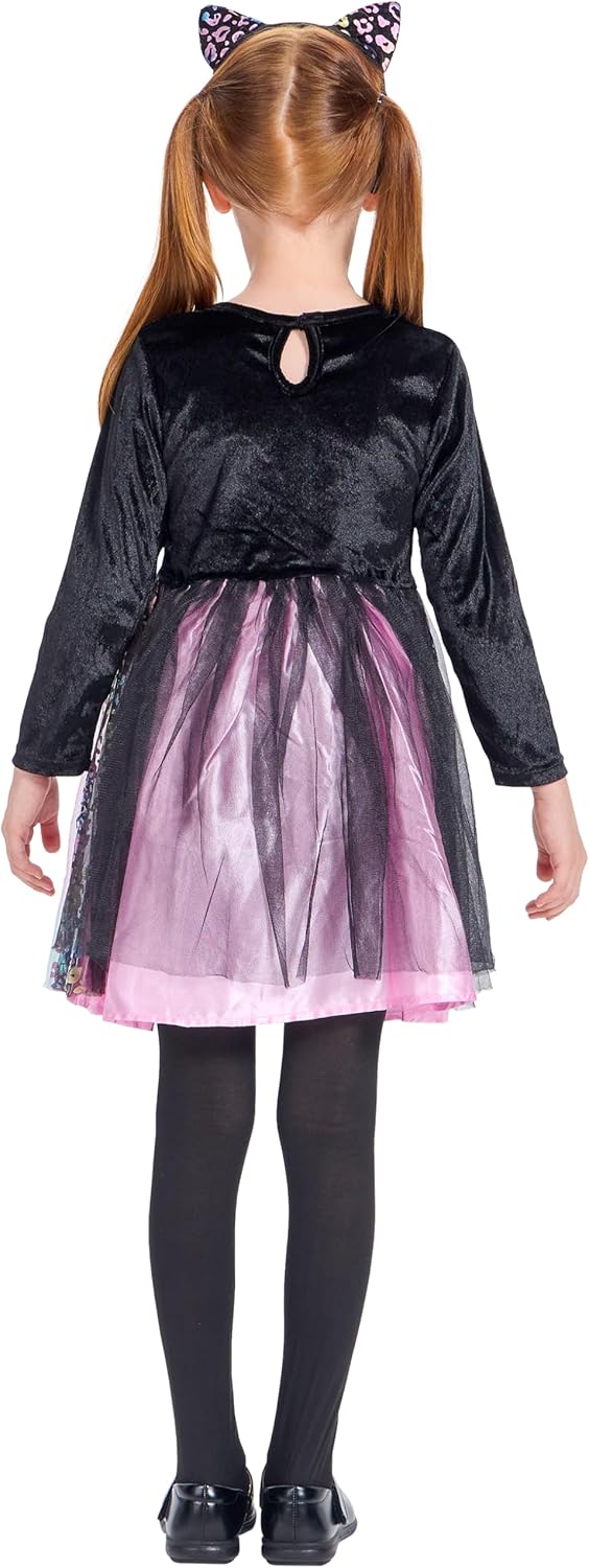 IKALI Baby Mädchen Katzen Kostüm Kleid Süsses Schwarzes Katze Outfit mit Regenbogen Tüllrock Für Kar