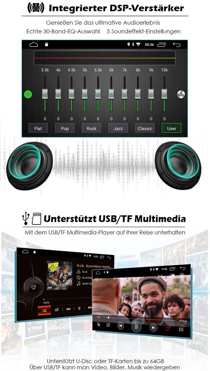 Erisin Android 10 Autoradio für VW Radio mit Navi 9 Zoll Touchscreen Android 10.0 CarPlay DSP BT A2D