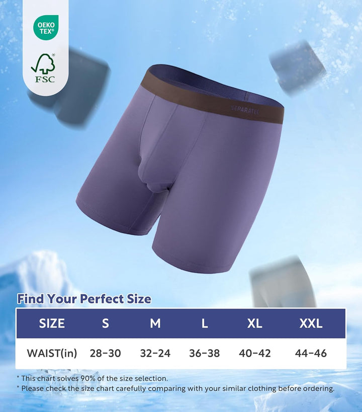 Separatec Herren Boxershorts, Herren Unterhosen aus Bambus-Viskose, atmungsaktiv und weich, Doppelbe