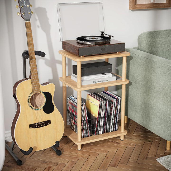 APICIZON 3 Tier Beistelltisch Schmal, Nachttisch Holz, Tisch Klein, 40x30x61.5cm, Kleiner Beistellti