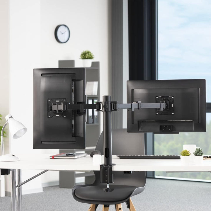 Hama Monitorhalterung für 2 Monitore 13 – 35 Zoll (Monitorhalter höhenverstellbar bis 40 cm, schwenk