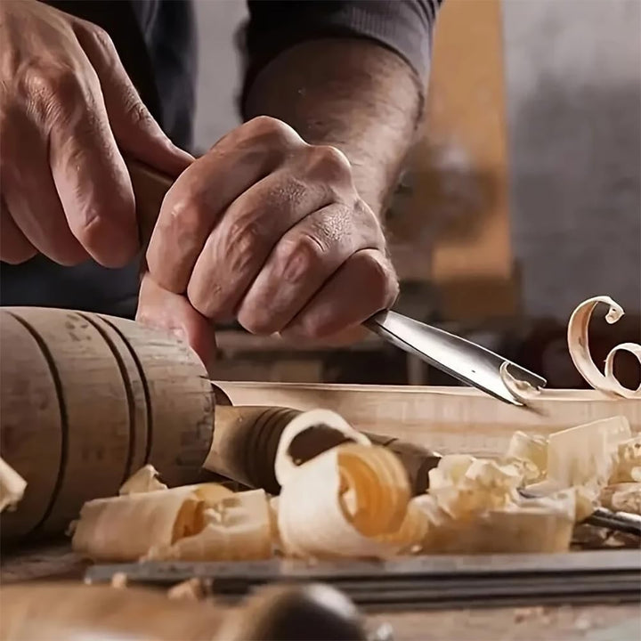 NEWFUN Stechbeitel set für holz, 12 Stück Holz-Drehmeissel-Set für Holzbearbeitung Holzschnitzerei-E