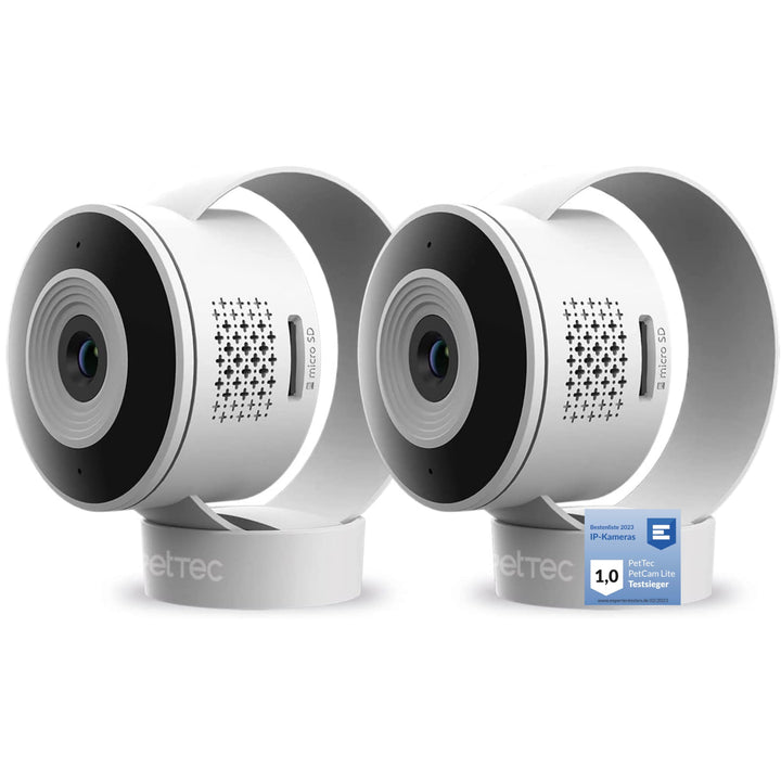 PetTec Cam Lite 2er Set | Überwachungskamera für Haustiere mit App, Bewegungsmelder & Handyübertragu