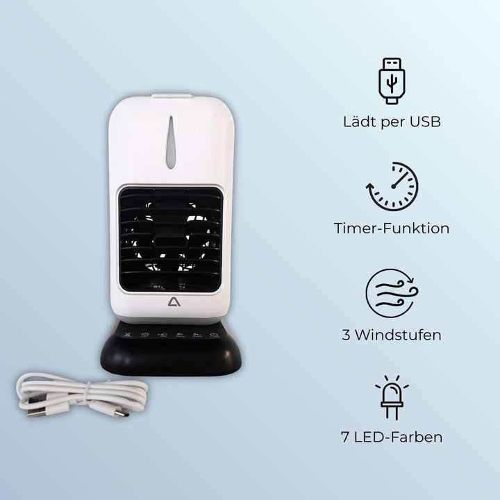Ambiano TC-2 Tischluftkühler mit Sprühfunktion, Mini Luftkühler und Luftbefeuchter, 3 Stufen, 85° Os