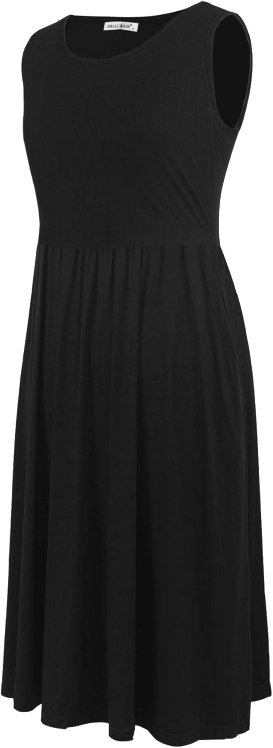 Smallshow Ärmelloses Patchwork-Umstandskleid mit Taschen für Frauen L Schwarz, L Schwarz