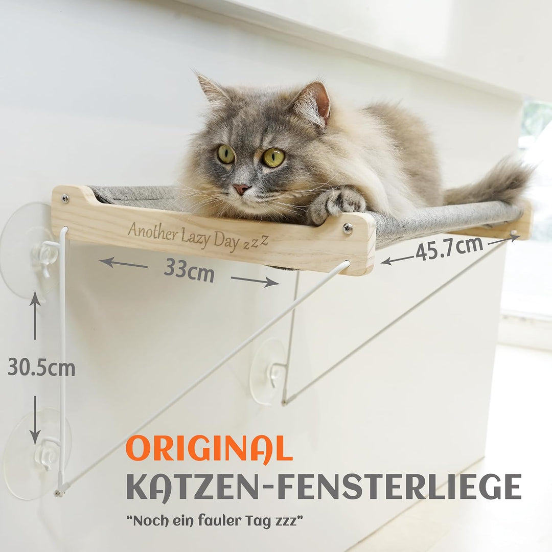 PETKARAY Katzen Fensterliege, Katzenhängematte Fensterbank, Faltbares Katzenbett mit Stahlrahmen &amp; S