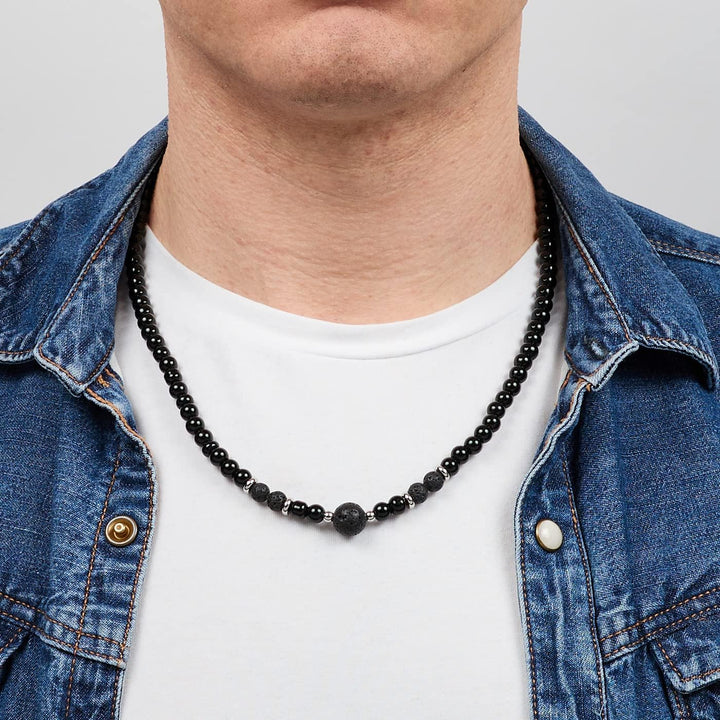 Handgemachte Herren Tigerauge Onyx Perlenkette Kette Natürliche Edelsteine Heilung Kristallschmuck (