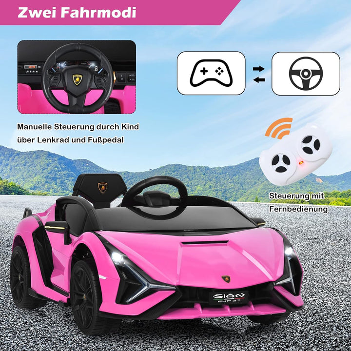 GOPLUS Kinder Elektroauto Lamborghini mit Fernbedienung, Kinderfahrzeug, Bluetooth USB & TF-Karte Sc