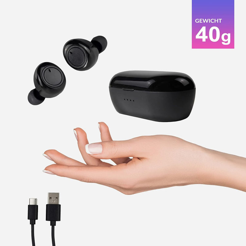 XORO Kabelloser In-Ear-Kopfhörer KHB 25, integrierter Akku, TWS-Technologie, Separate Ladebox, Mikro