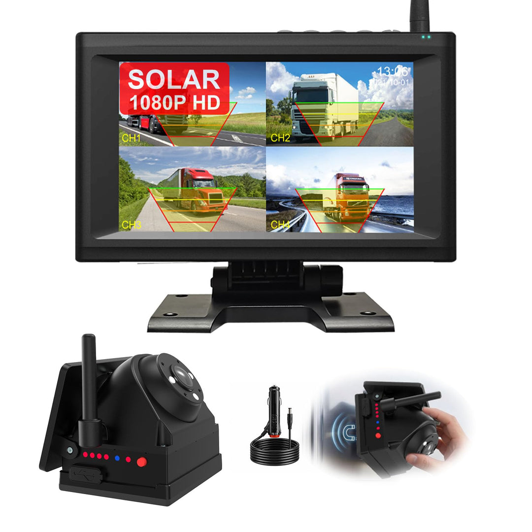 Solar Rückfahrkamera Kabellose Magnetische mit 7" 1080P LCD Monitor