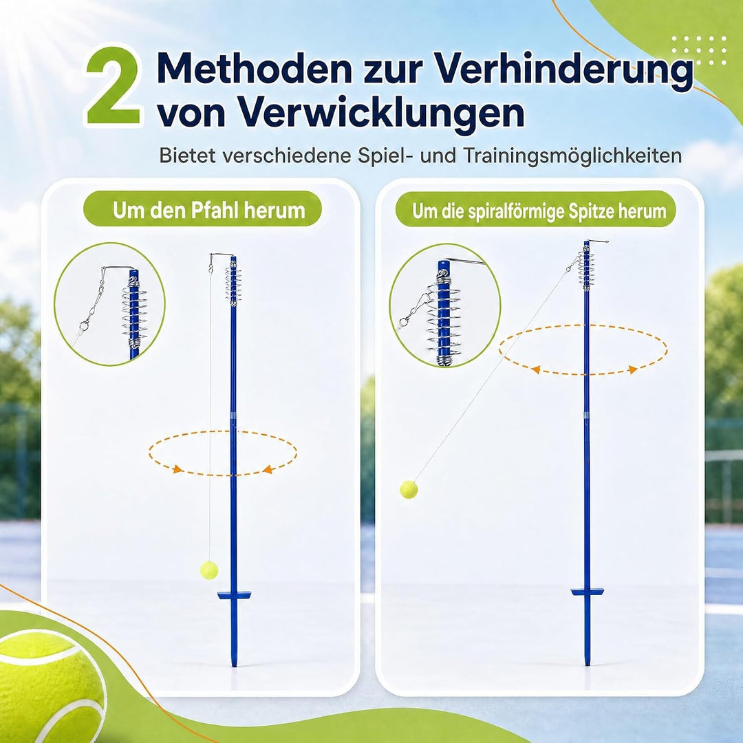 GYMAX Tetherball Set, 3-stufig höhenverstellbares Twistball Set, inkl. 1 Tennisball &amp; 2 Schlägern &amp;