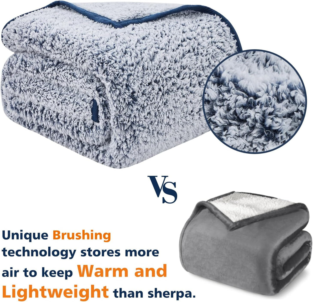 EMME Kuscheldecke Flauschig Sherpa Decke, 152x203cm Dick und Elegant, Sofadecke Doppelgesicht Extra