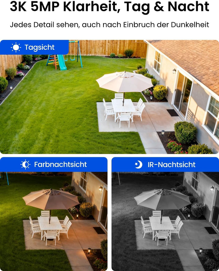 Reolink Überwachungskamera Aussen Solar Akku, 3K 5MP, WLAN Kamera Outdoor Kabellos mit 2,4/5GHz WiFi