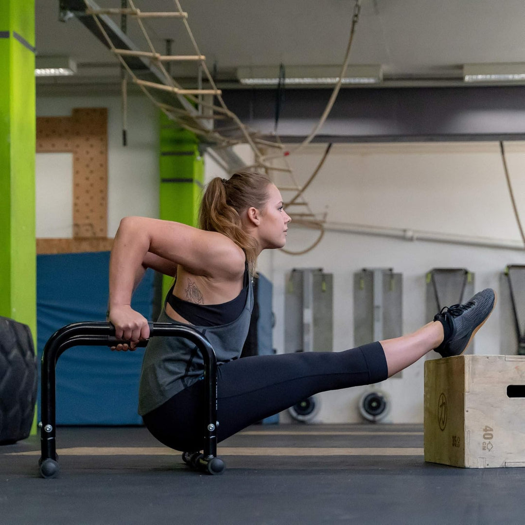 PULLUP & DIP Fitness Parallettes, Medium Minibarren aus Stahl, Handstand Barren mit extra breitem Gr