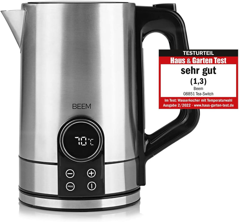 BEEM TEA-SWITCH Wasserkocher mit Temperatureinstellung & 1,7l Volumen | Temperaturwahl 40-100°C & Te