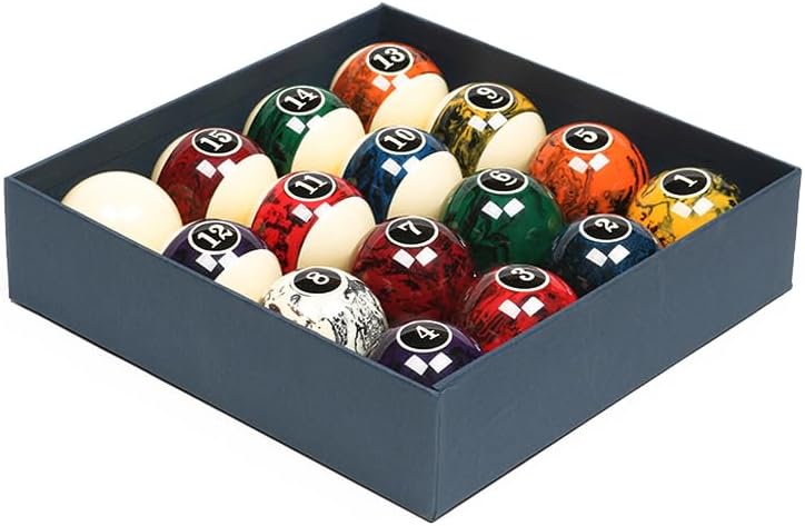 2-1/4" Premium Billardkugeln Set,Professionelle Poolbälle, Marmor Wirbel-Stil Billardtischbälle 16 B