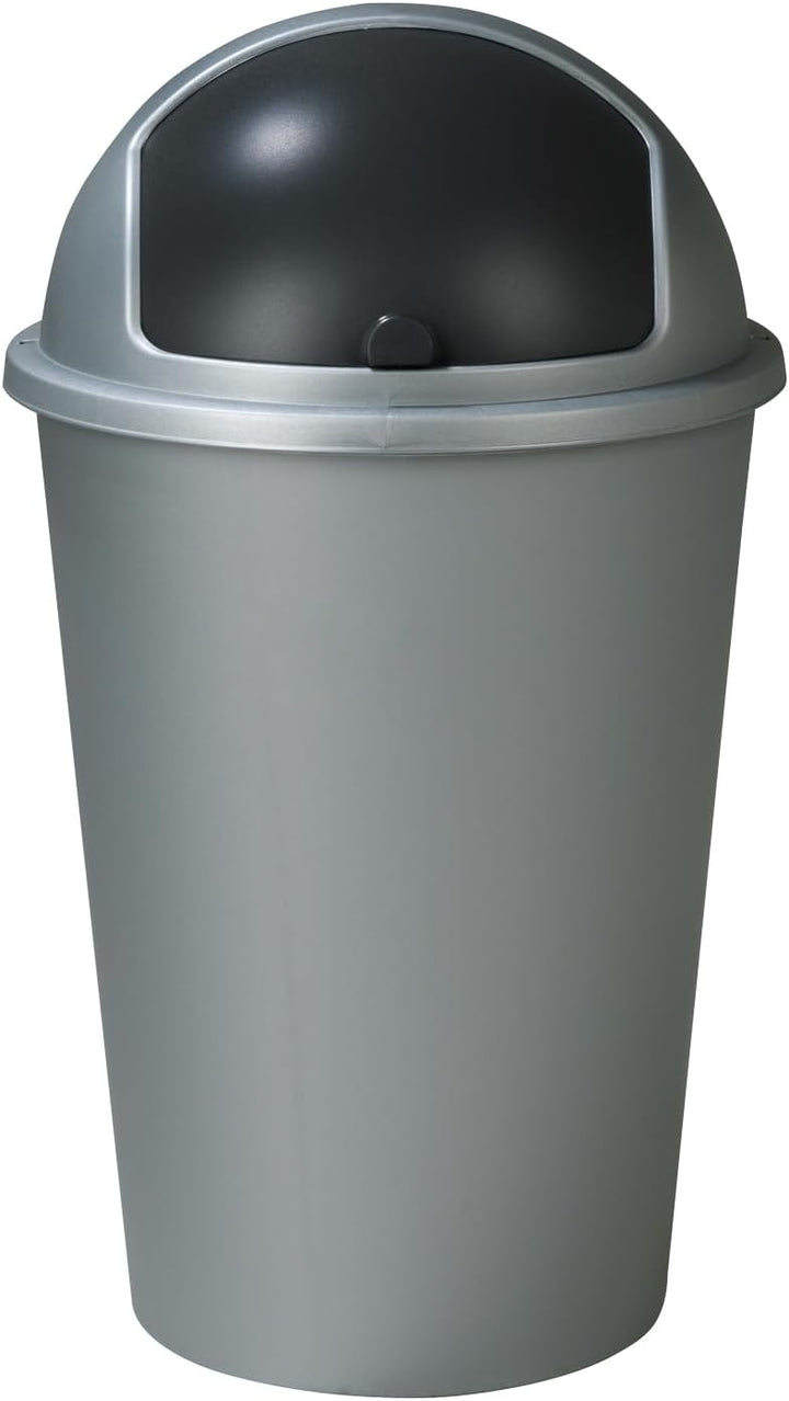 Mülleimer mit Schiebedeckel - 50 Liter Fassungsvermögen - Kunststoff - Schwarz - Silberfarben - Abfa