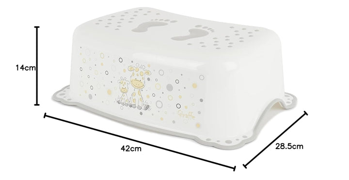 Bieco Kinder Tritthocker Giraffe, Anti Rutsch Funktion | einstufig Höhe 14cm | Grösse 42x28cm | Trit