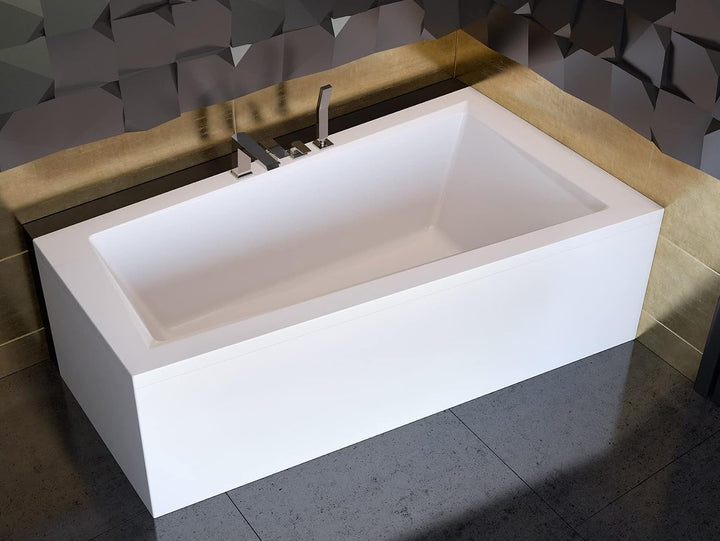 BADLAND Badewanne Original Weiss Acryl Wanne Eckbadewanne INTIMA 160x90 Rechts KOMPLETTSET SET mit W
