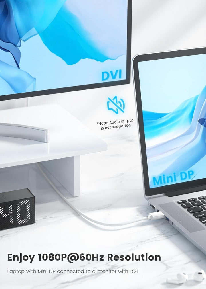 FOINNEX Mini DisplayPort auf DVI Kabel, Thunderbolt zu DVI Microsoft Surface Pro 6 5 4 3 Video Displ