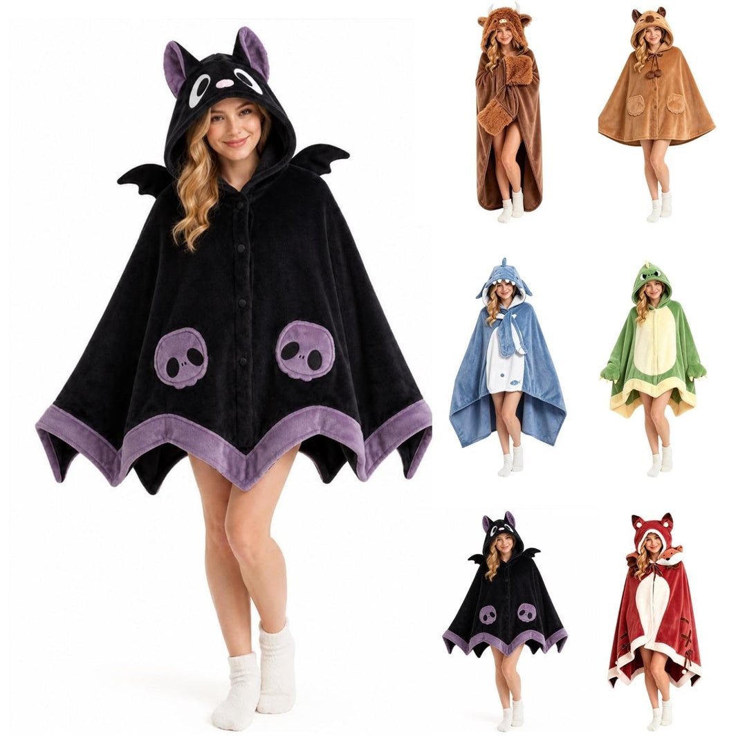 Halloween Damen Bat Hoodie Fledermaus tragbarer Decken Umhang Mit Dämonenflügeln Casual Herbst Karne