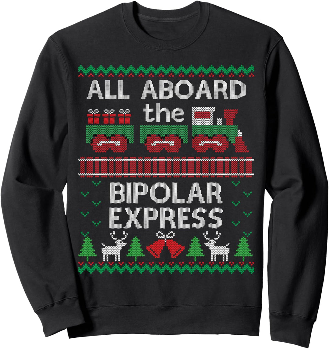 Funny Ugly Christmas Sweater Bipolar Express Zug Sweatshirt