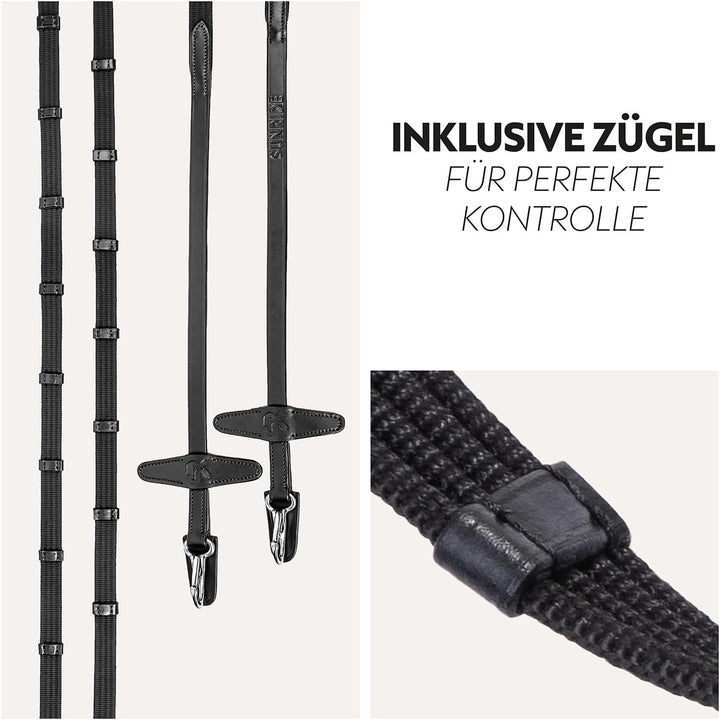 SUNRIDE englisch kombinierte Trense Berlin mit Zügel, aus weichem Echtleder mit Clip-Verschluss, ver