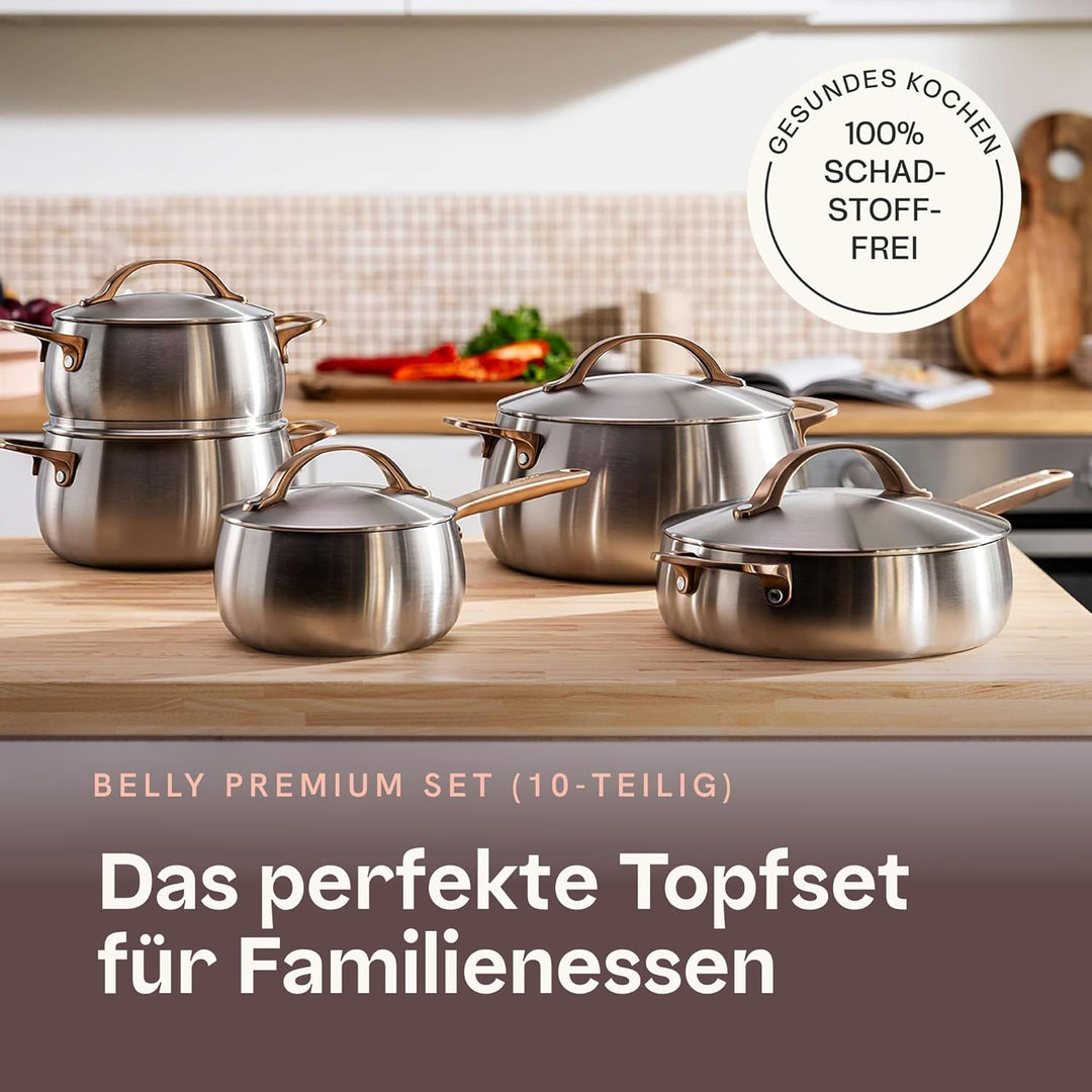 BergHOFF Home Topfset Edelstahl – 10-tlg. – Kochtopf Set mit Deckel - Töpfe Set Induktion, Ceran-, G