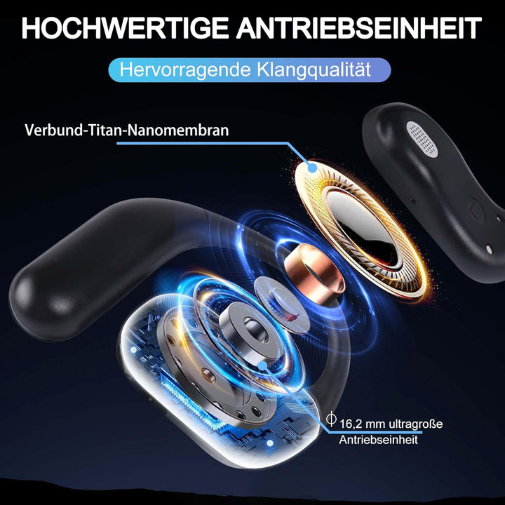 Offene Bluetooth-Kopfhörer, Ohrbügel-LED-Farbbildschirm-Kopfhörer, Aktive Geräuschunterdrückung, Lan