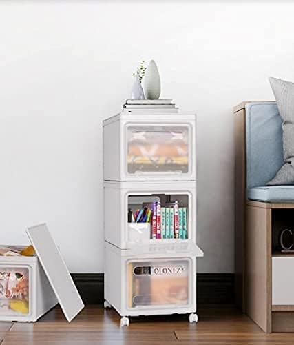 Calma Dragon Stapelbare Aufbewahrungsboxen mit Deckel 3 Kunststoff-Schublade Organizer Regale mit Rä