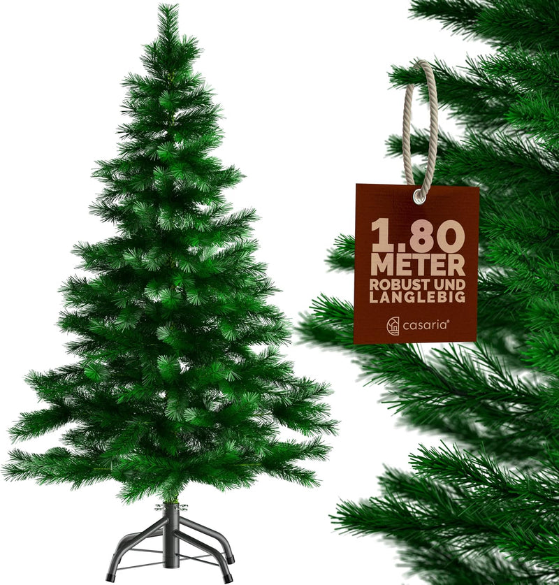 CASARIA® Weihnachtsbaum künstlich 180cm mit Metallständer 613 Spitzen wie echt Schnellaufbau Weihnac