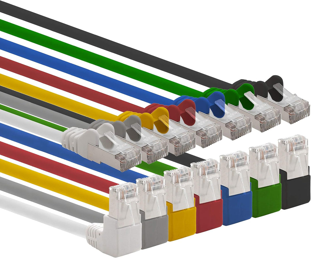 1aTTack.de 366220 Cat.6 Netzwerkkabel Winkel 90 Grad 5m - 7-Farben - Cat6 Patchkabel (SFTP PIMF) 100