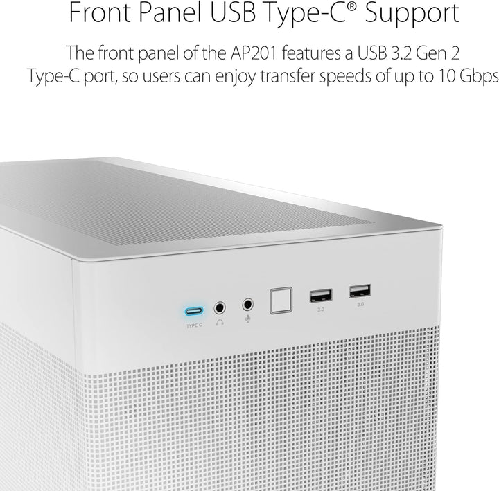 ASUS Prime AP201 MicroATX Gehäuse weiss (33 Liter, unterstützt 280- & 360-mm-Kühler, Grafikkarten bi