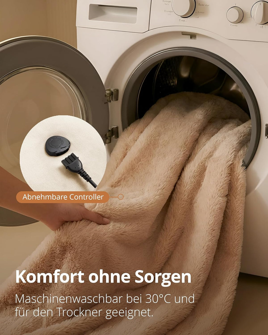 Duux Yentl Bubble Elektrische Wärmedecke – 200x200 cm – Extra Weich – 9 Heizstufen & Timer – Waschba