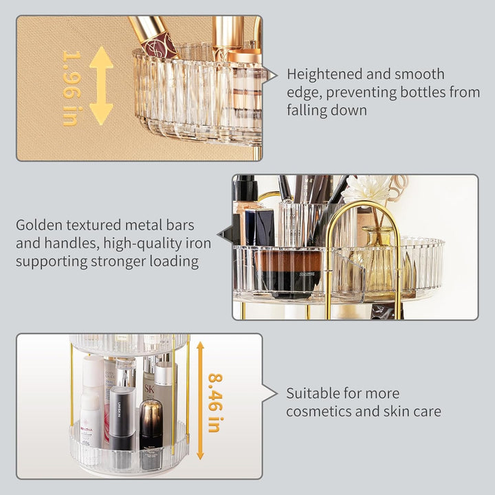 360 Drehbar Make Up Kosmetik Organizer 2 Ebenen Schminktisch Organizer Lazy Susan Makeup Skincare Or