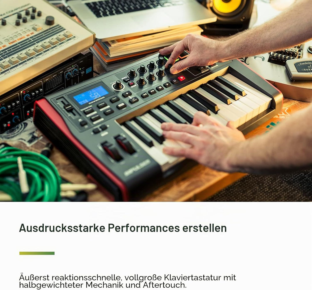 Novation Impulse USB/MIDI-Controller-Keyboard mit 25 Tasten und Buspower – Robuste, sehr reaktionssc