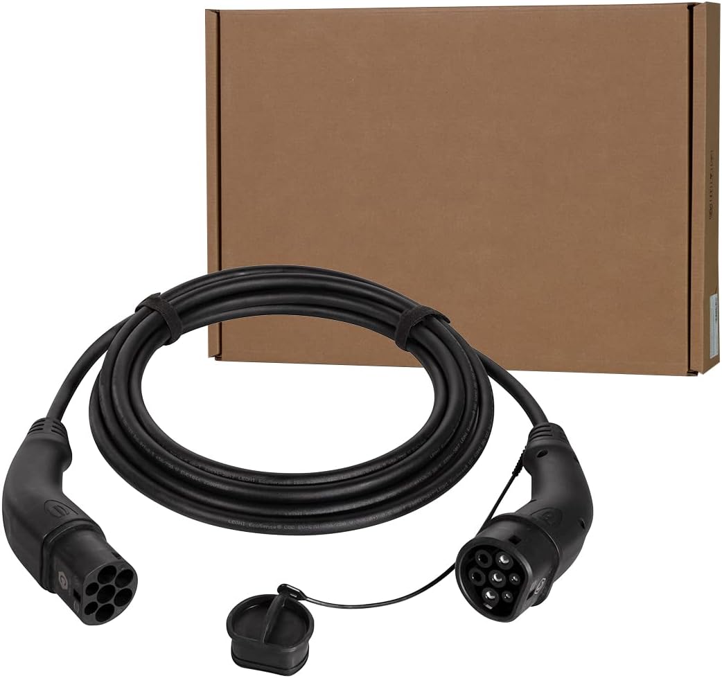 Harting EVC0109 - E-Auto-Ladekabel Typ 2, 1-phasig, 32 A, 7,4 kW, 5 m/ZERTIFIZIERTES KABEL, Schwarz